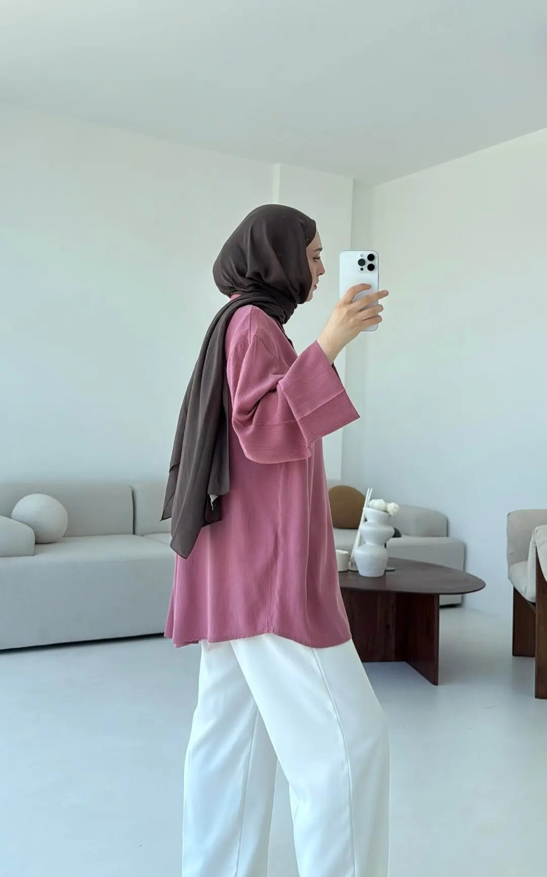 Tencel Yıkamalı Gömlek Gül Kurusu - Görsel 7