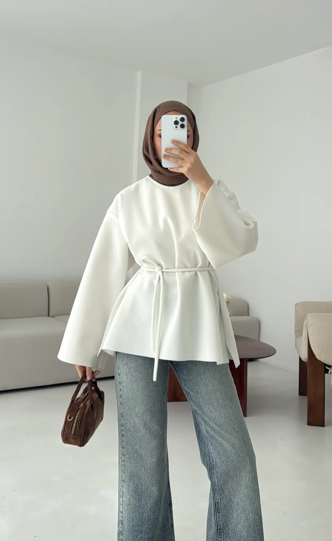 Tok Kumaş Bluz Beyaz