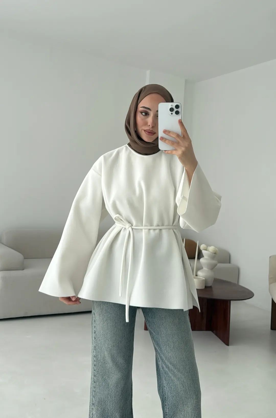 Tok Kumaş Bluz Beyaz - Görsel 2