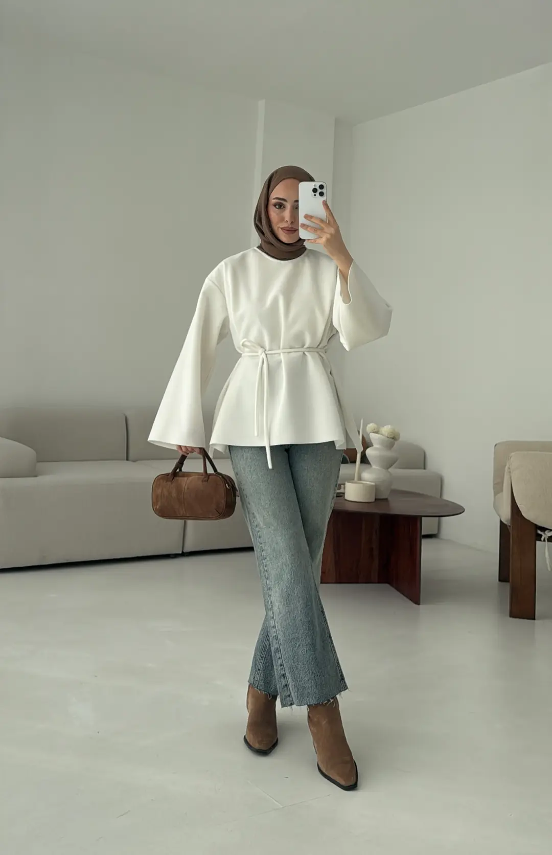 Tok Kumaş Bluz Beyaz - Görsel 3