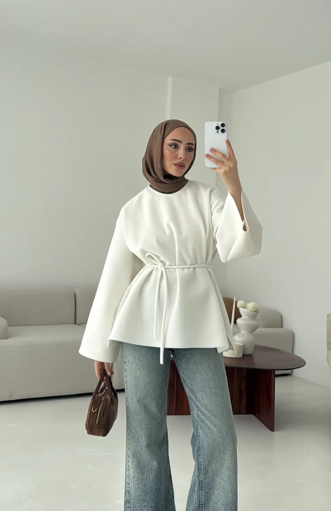 Tok Kumaş Bluz Beyaz - Görsel 7