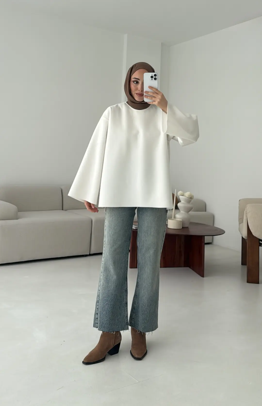 Tok Kumaş Bluz Beyaz - Görsel 8