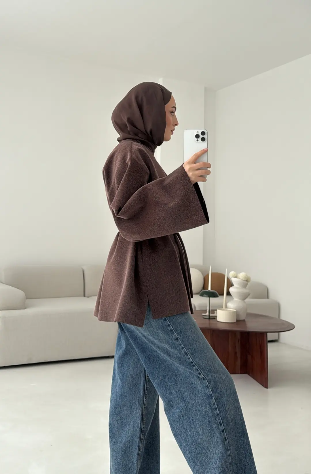 Tok Kumaş Bluz Kahve - Görsel 2