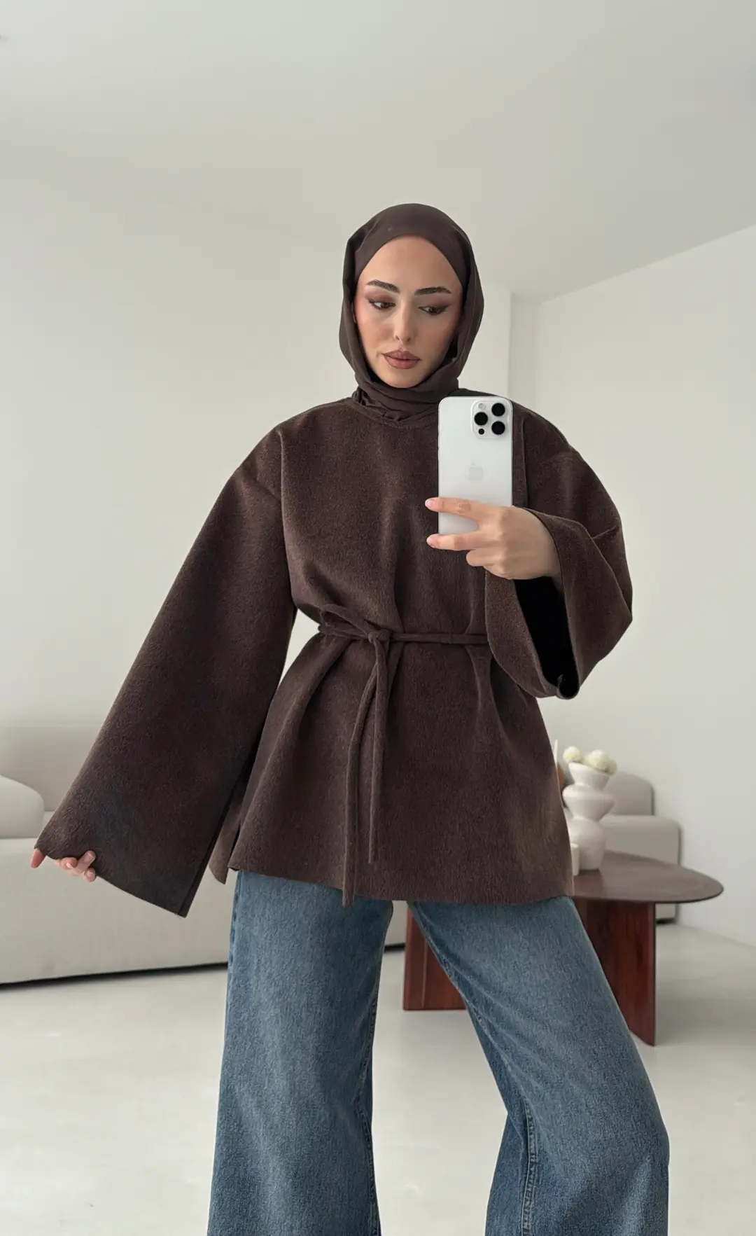 Tok Kumaş Bluz Kahve - Görsel 6