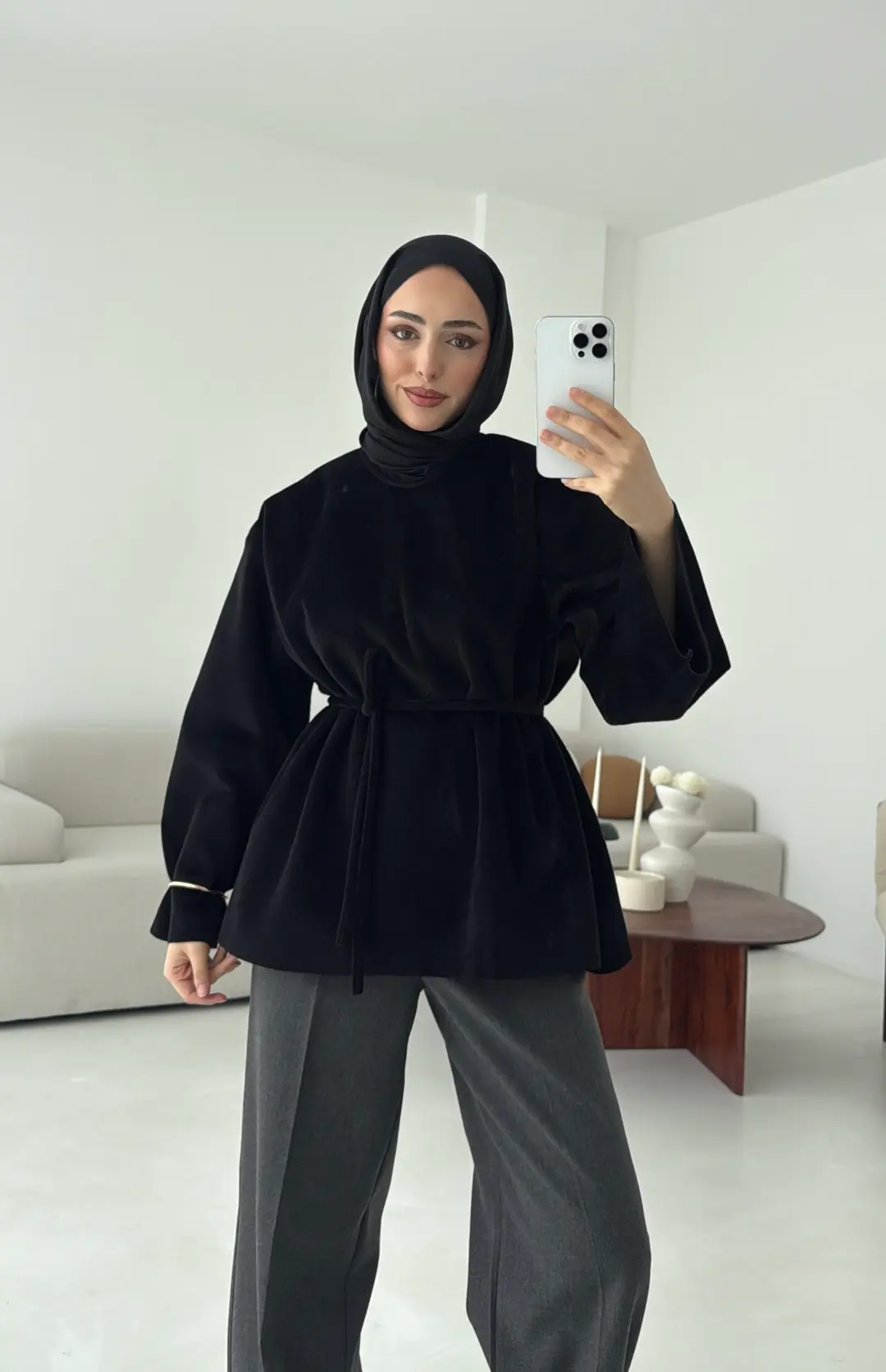 Tok Kumaş Bluz Siyah - Görsel 4