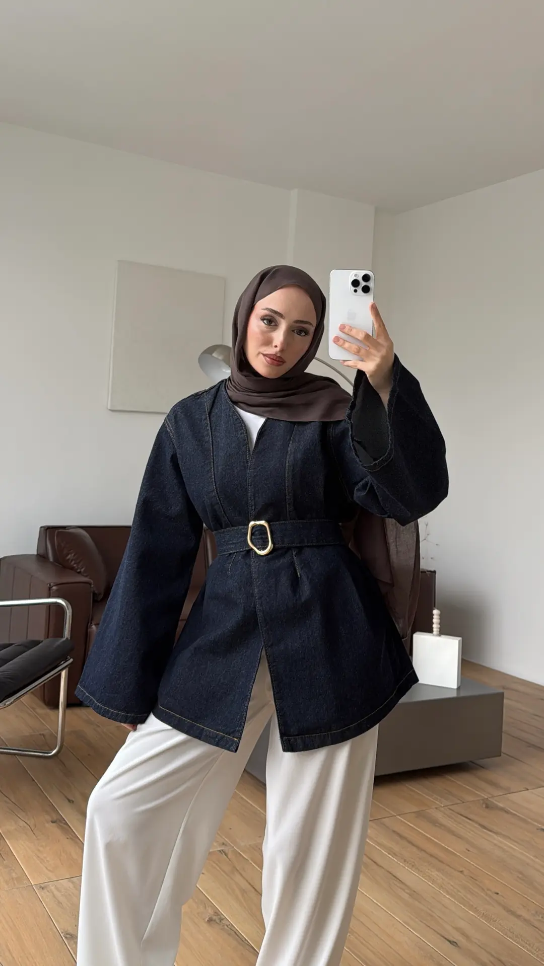 Toka Kemerli Kot Ceket Lacivert