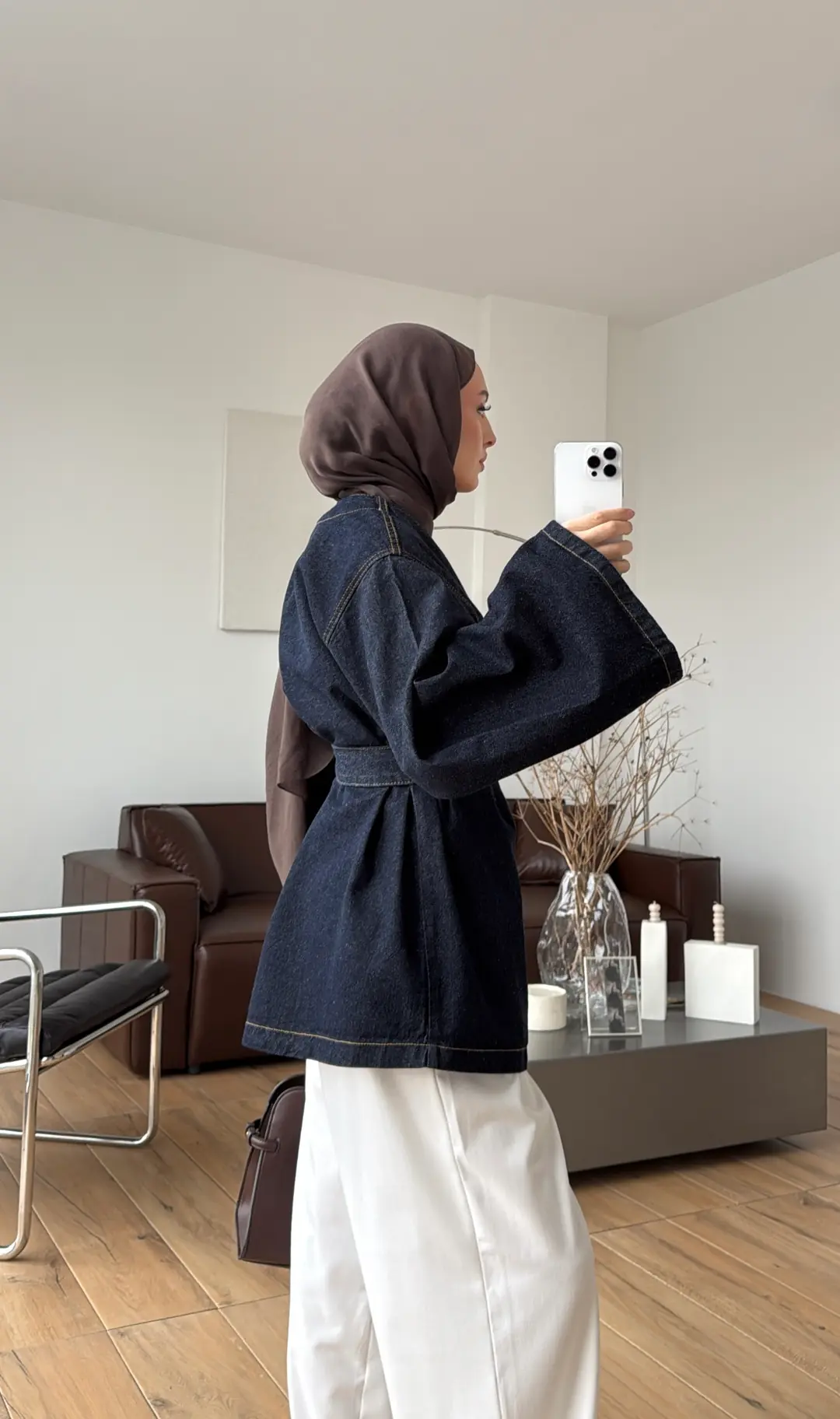 Toka Kemerli Kot Ceket Lacivert - Görsel 2