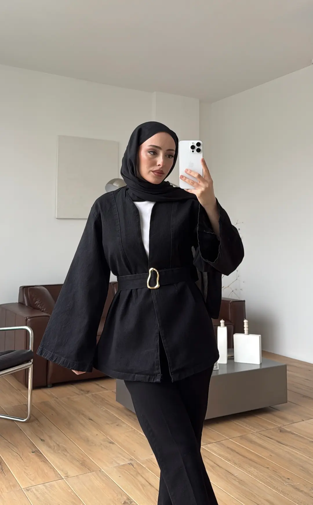 Toka Kemerli Kot Ceket Siyah