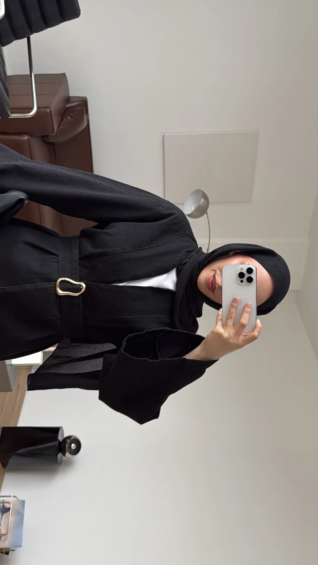 Toka Kemerli Kot Ceket Siyah - Görsel 3