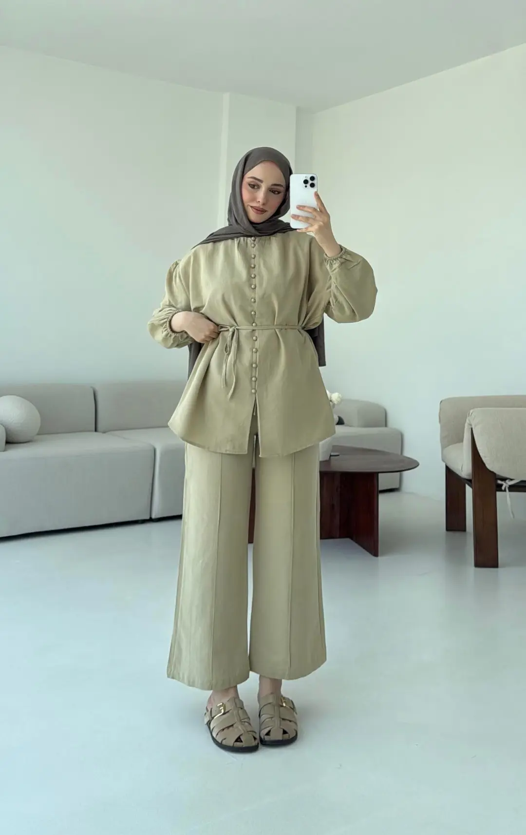 Top Dügmeli Takım Haki