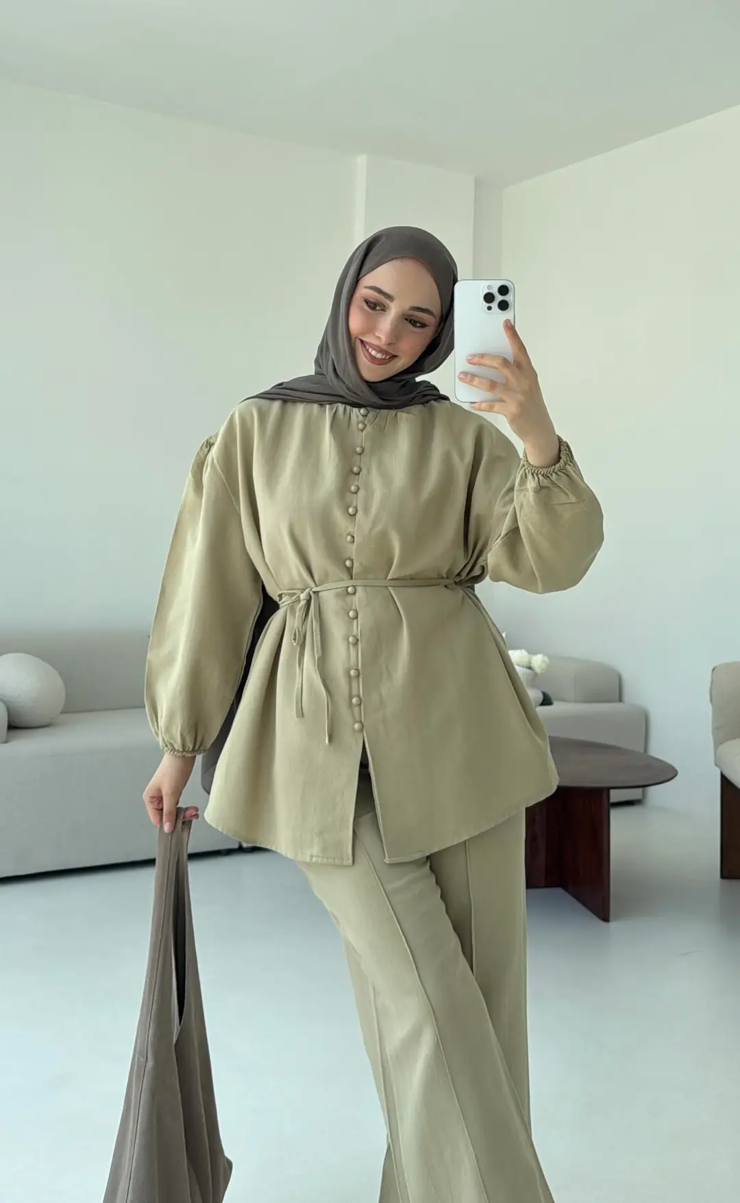 Top Dügmeli Takım Haki - Görsel 2