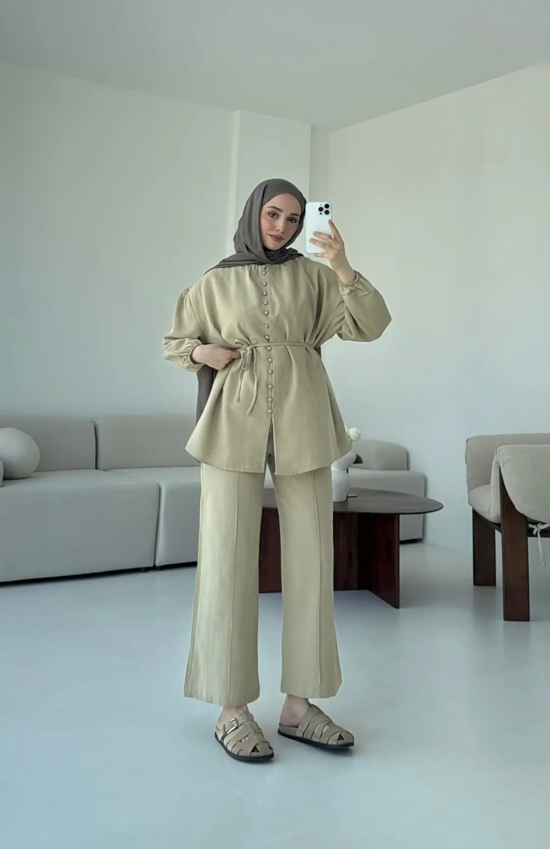 Top Dügmeli Takım Haki - Görsel 3