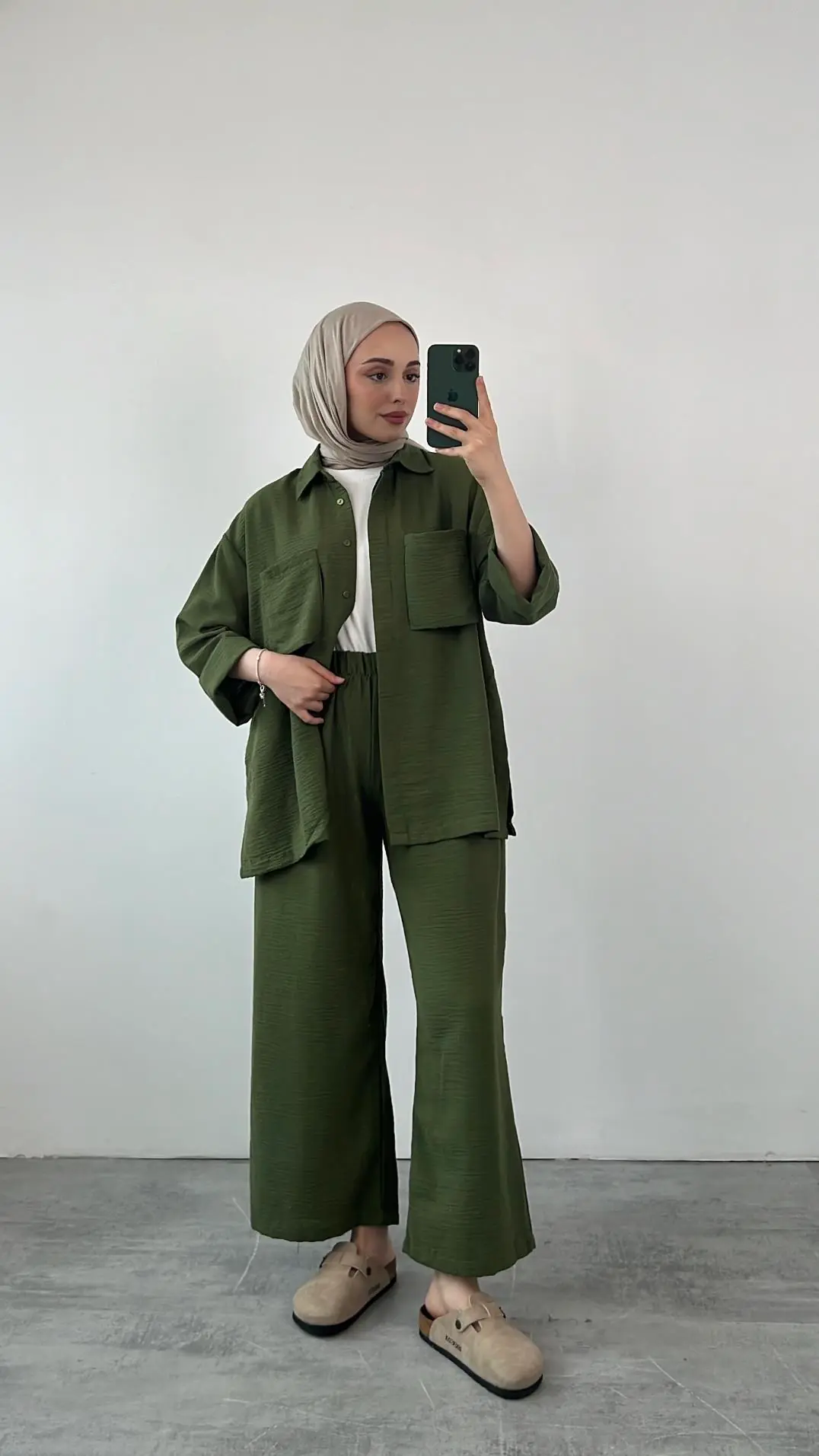 Torba Cep Gömlek Pantolon Takım Yeşil - Görsel 4