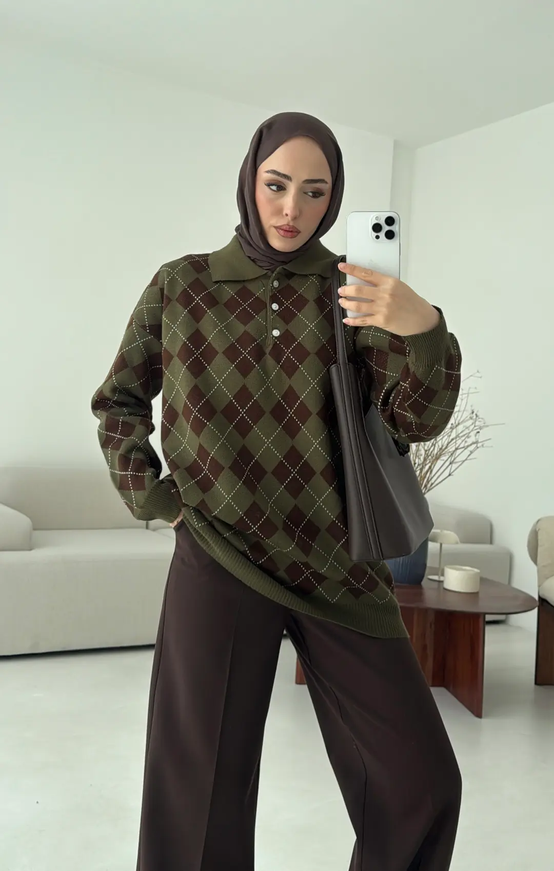 Triangle Desen Kazak Haki