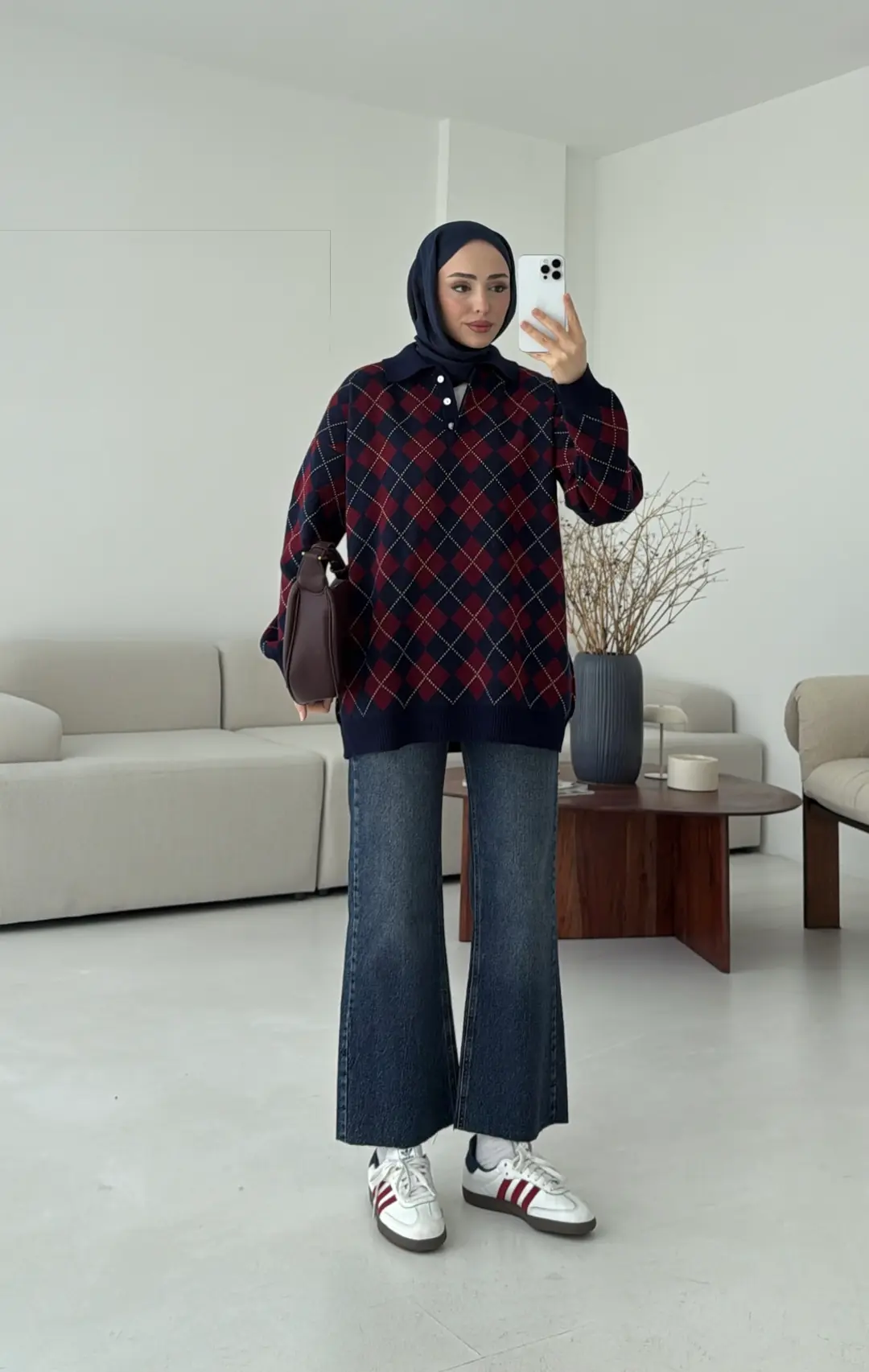 Triangle Desen Kazak Lacivert - Görsel 5