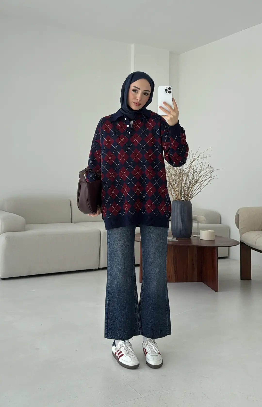 Triangle Desen Kazak Lacivert - Görsel 8