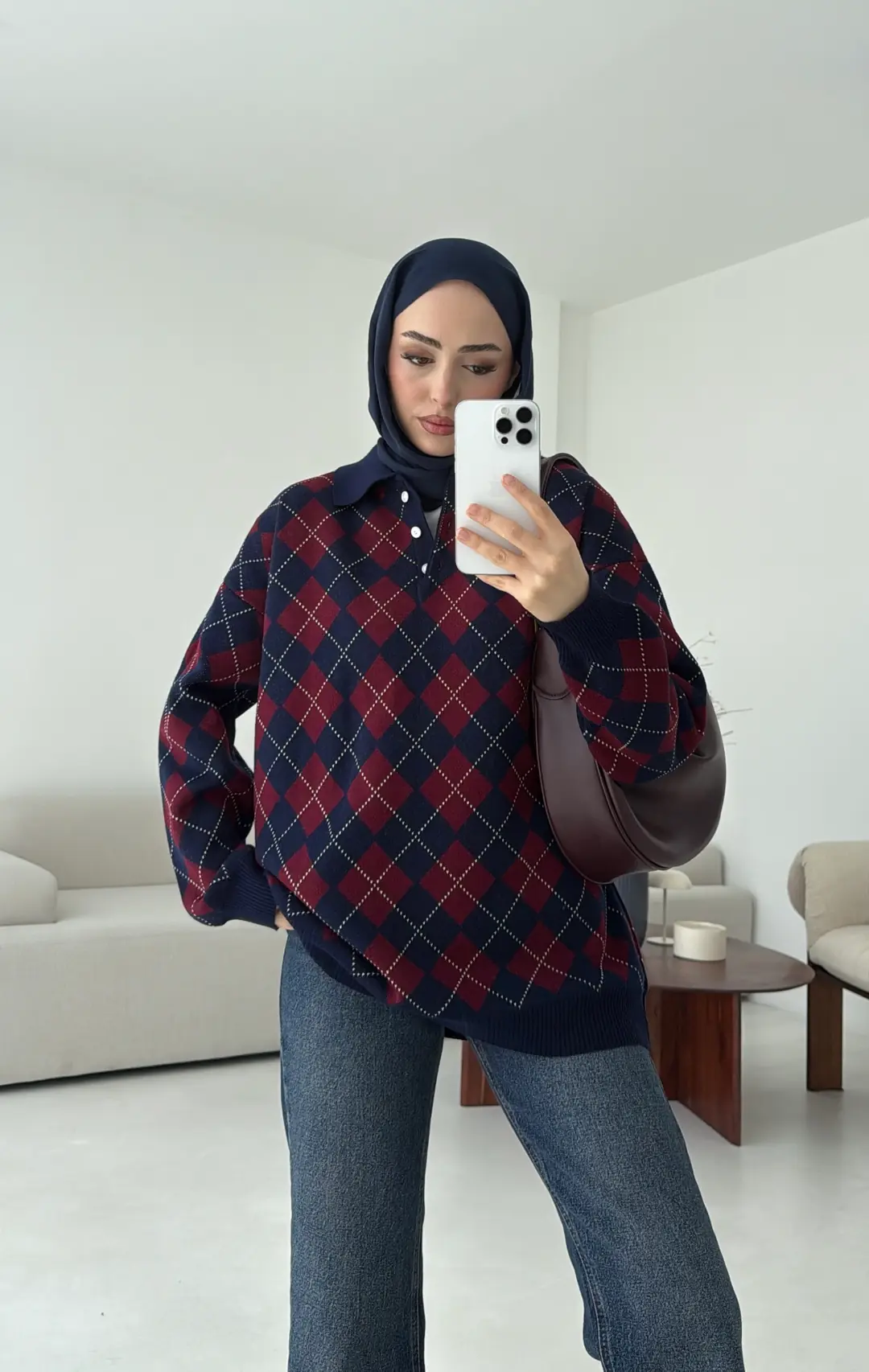 Triangle Desen Kazak Lacivert - Görsel 9