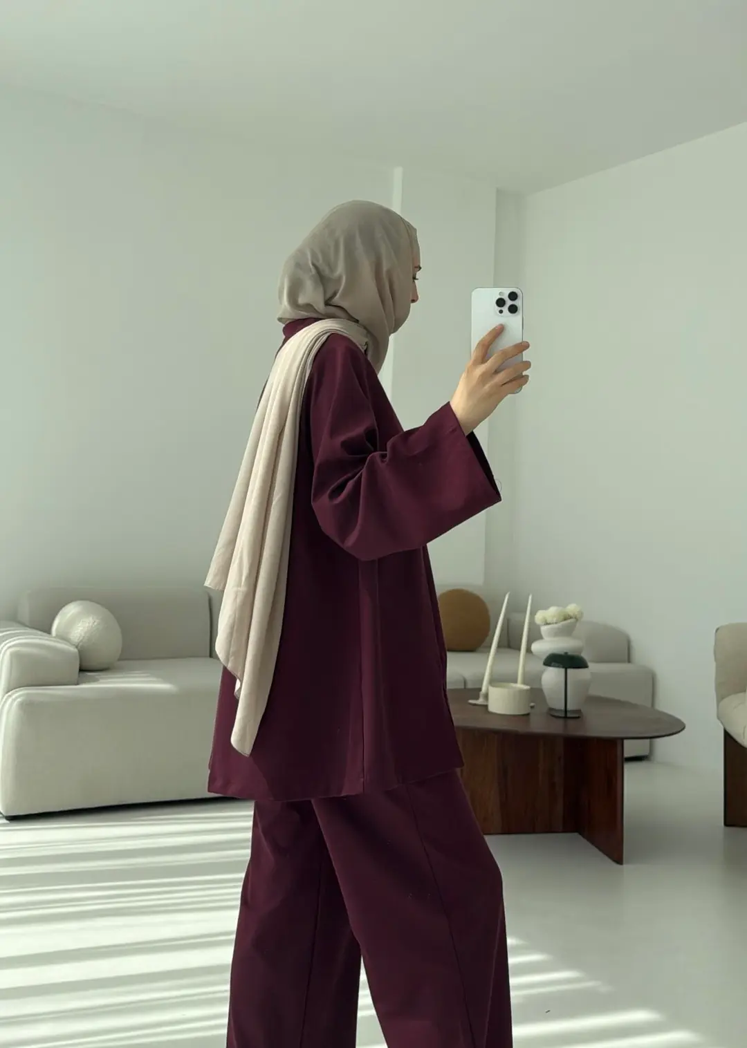 Tuniği Yırtmaçlı Oysho Takım Bordo - Görsel 10