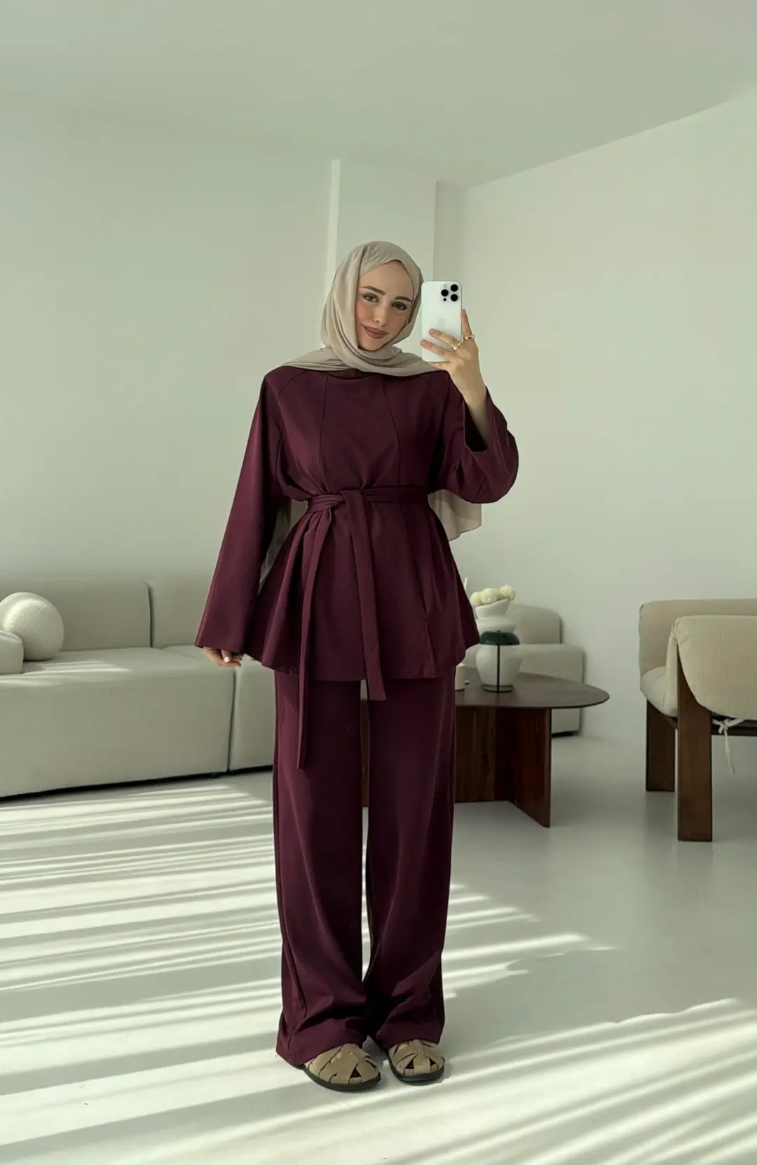 Tuniği Yırtmaçlı Oysho Takım Bordo - Görsel 6