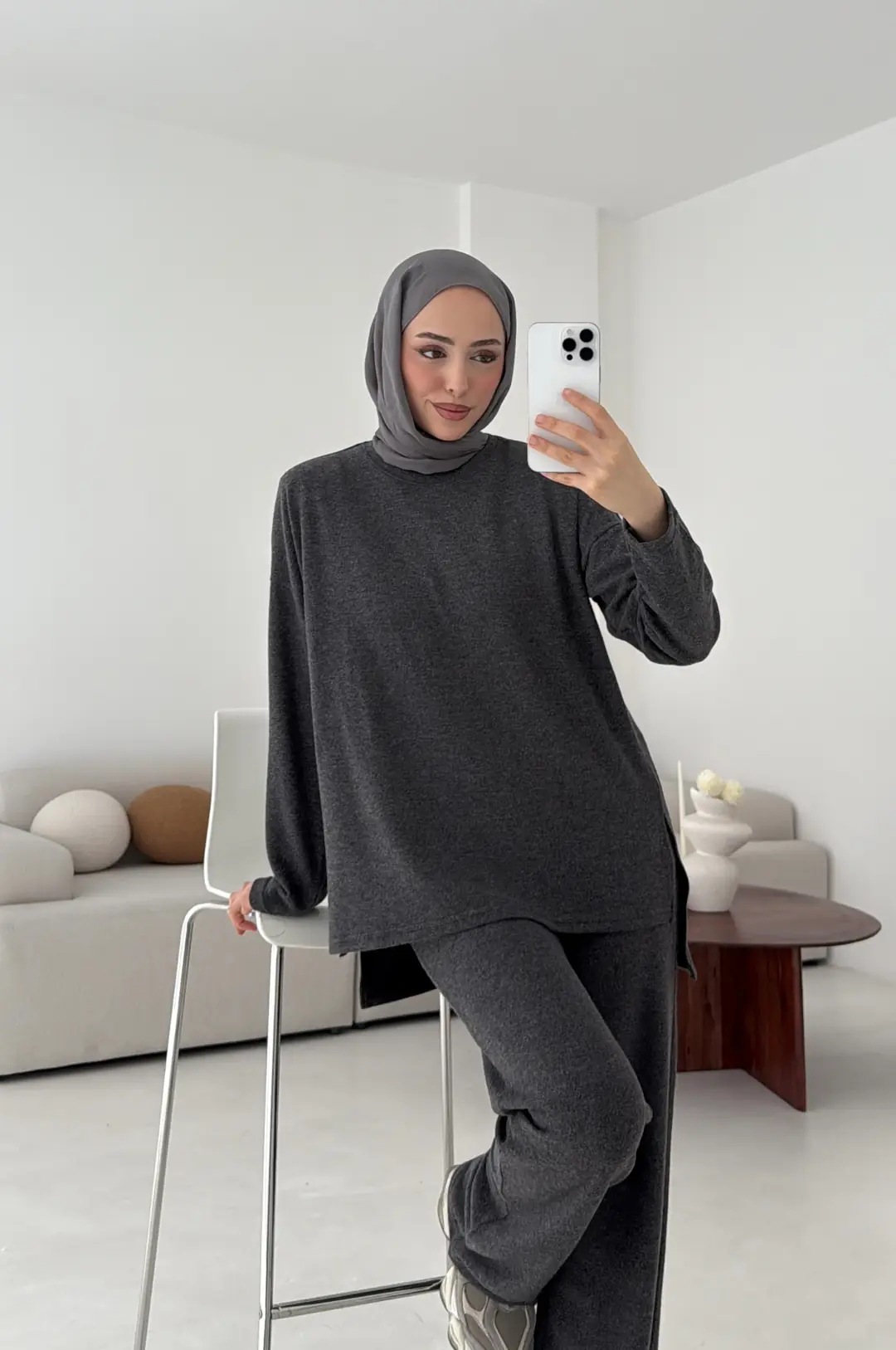 Tunikli Viscon Takım Antrasit - Görsel 3