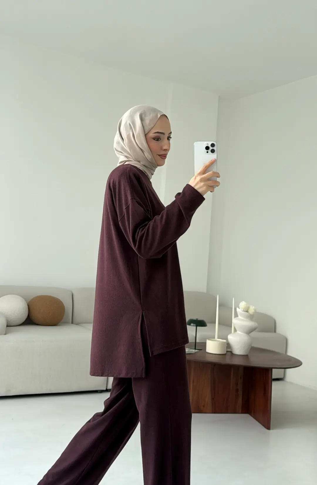 Tunikli Viscon Takım Bordo - Görsel 2