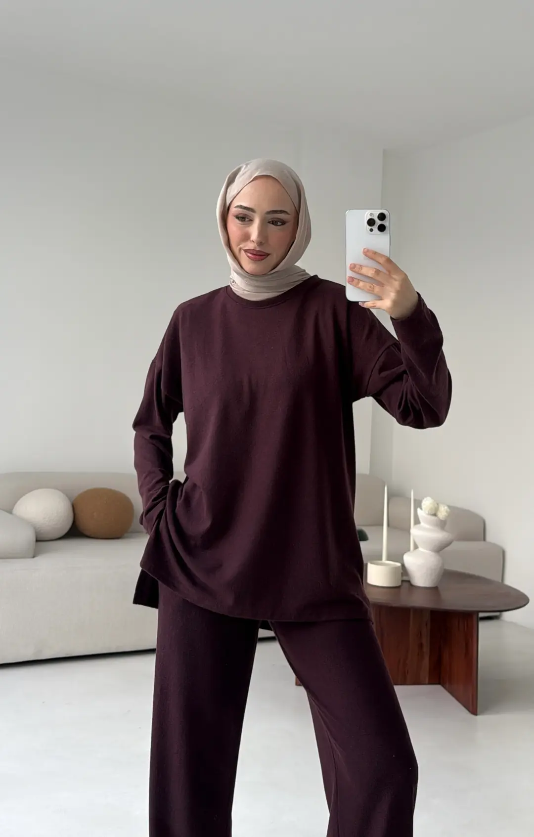 Tunikli Viscon Takım Bordo - Görsel 5