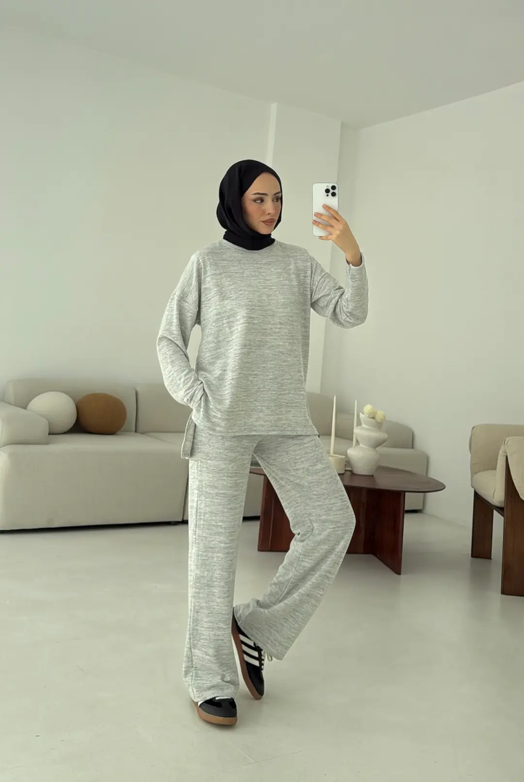 Tunikli Viscon Takım Gri - Görsel 3