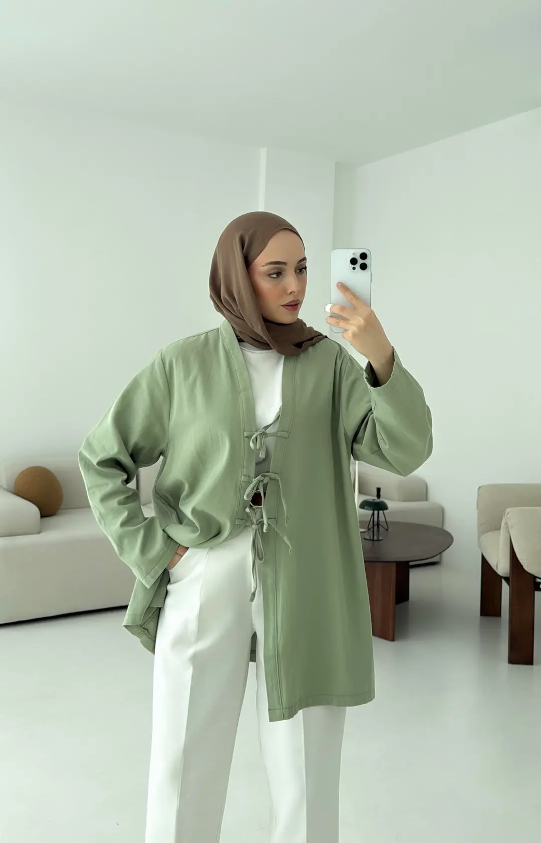 Üç Bağlamalı Kimono Mint - Görsel 4