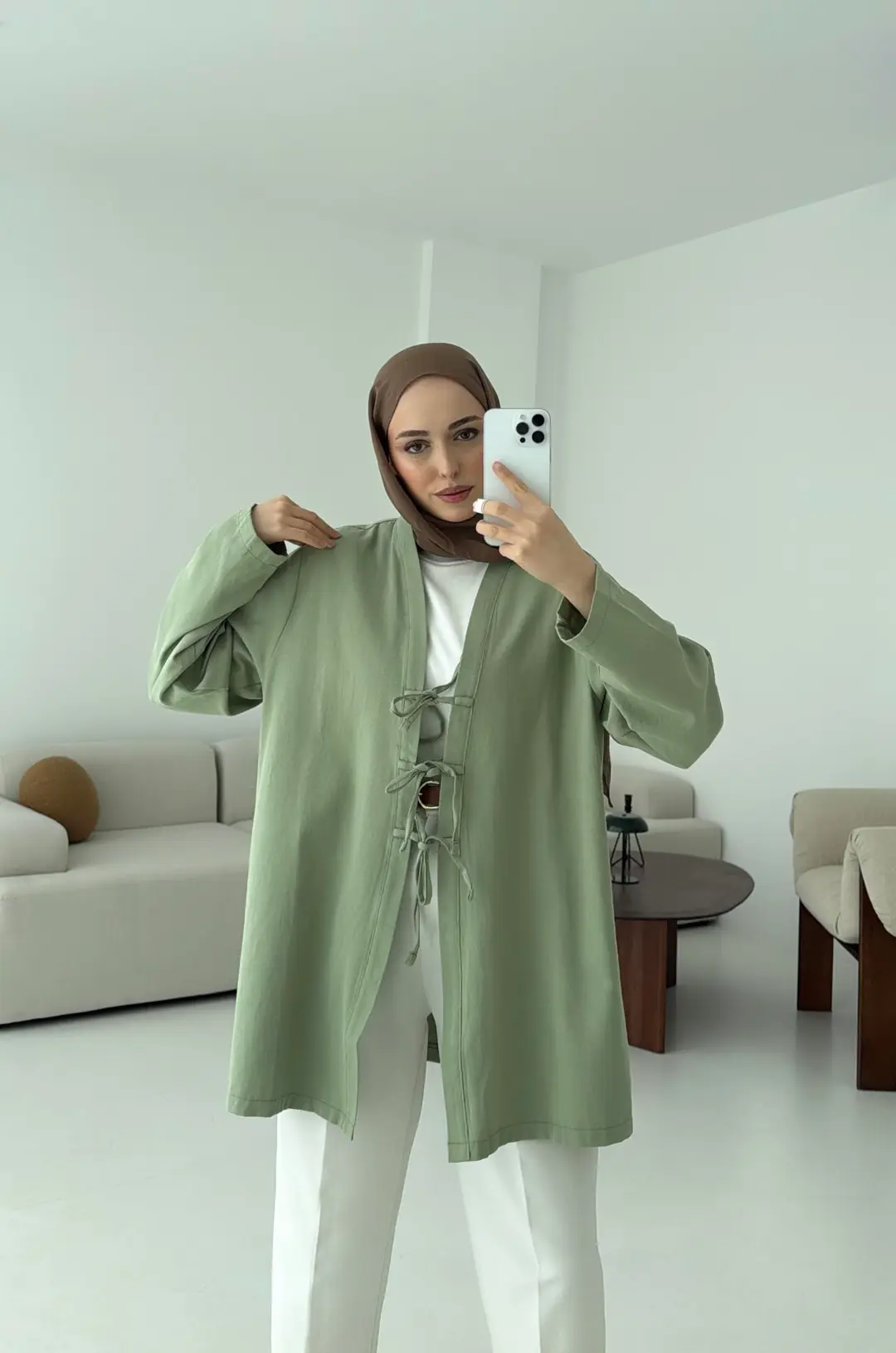 Üç Bağlamalı Kimono Mint - Görsel 5