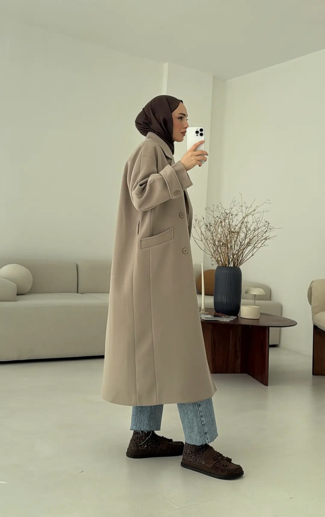 Uzun Kemerli Bej Kaban - Görsel 3