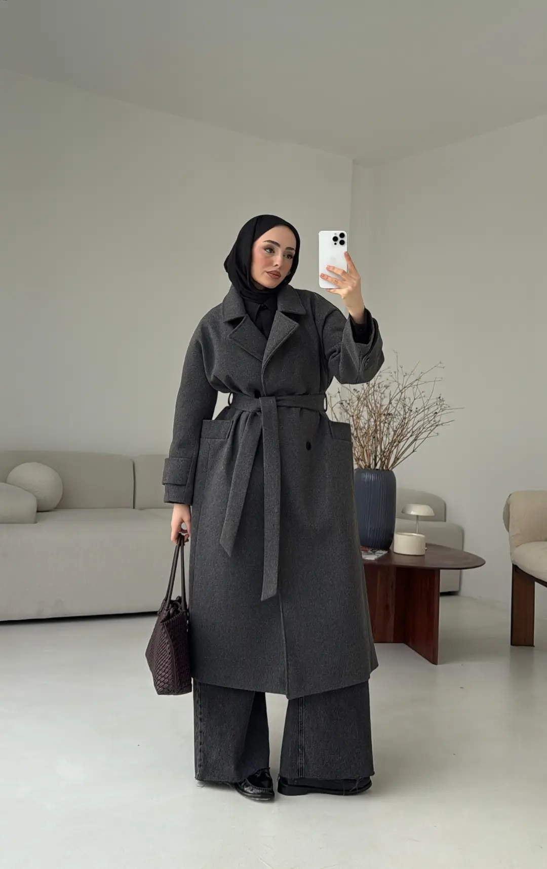 Uzun Kemerli Antrasit Kaban - Görsel 6