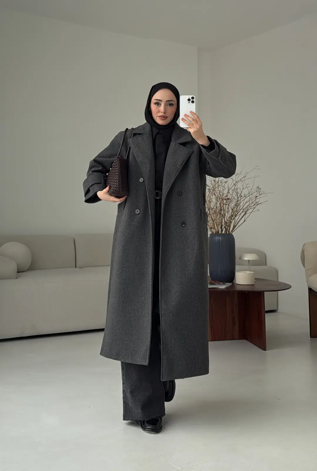 Uzun Kemerli Antrasit Kaban - Görsel 7