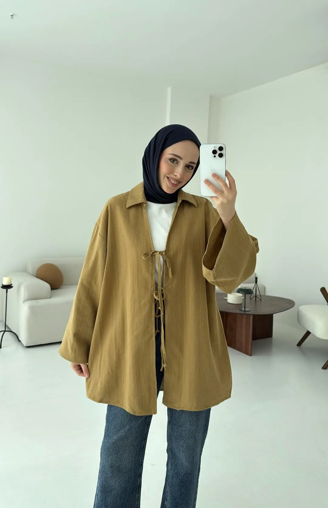 Uzun Kimono Hardal - Görsel 6