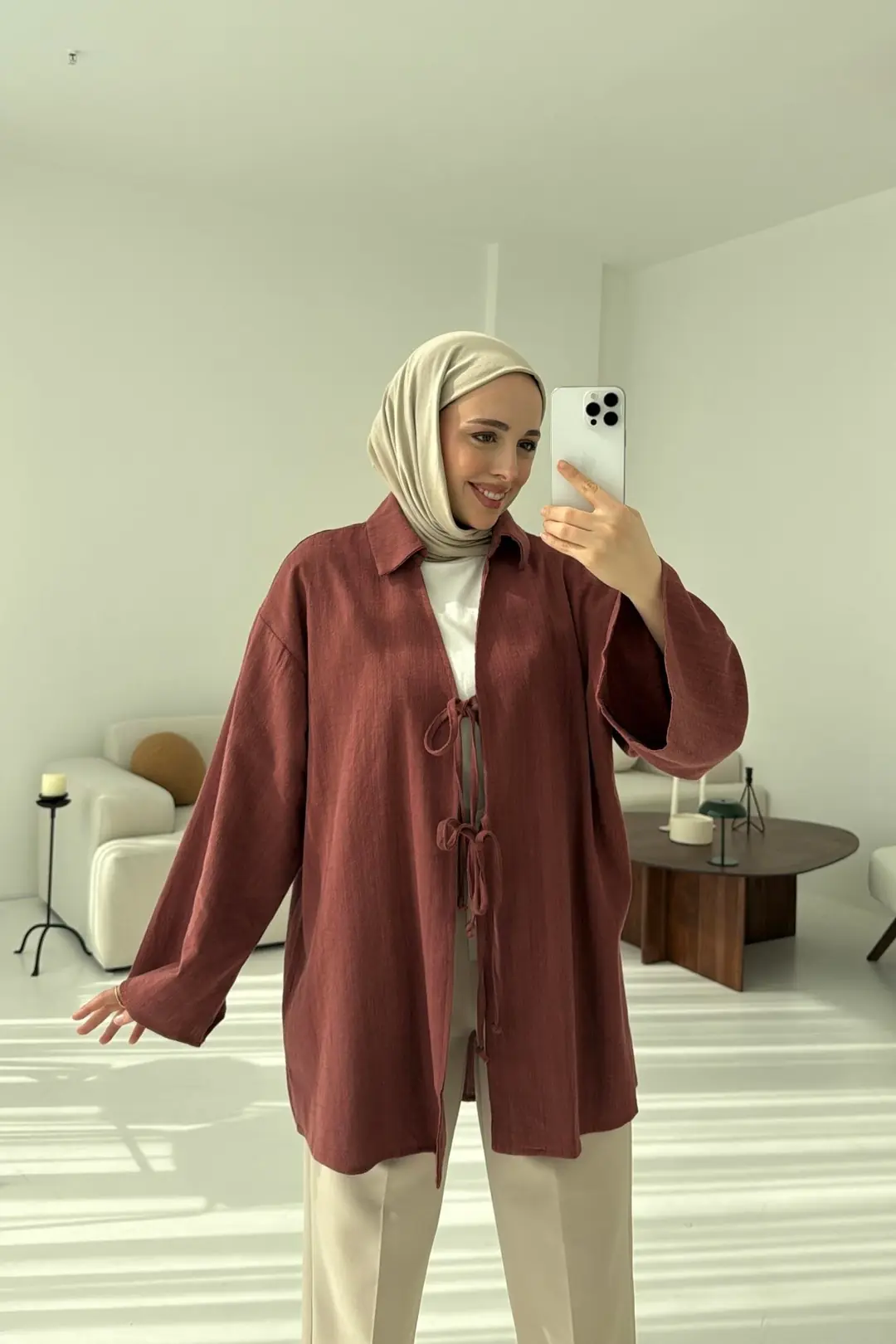 Uzun Kimono Kiremit - Görsel 5