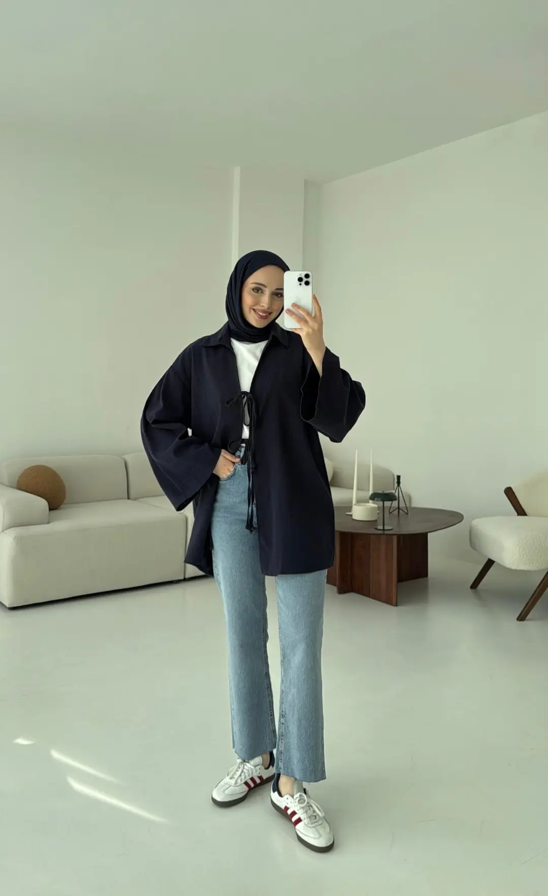 Uzun Kimono Lacivert - Görsel 2