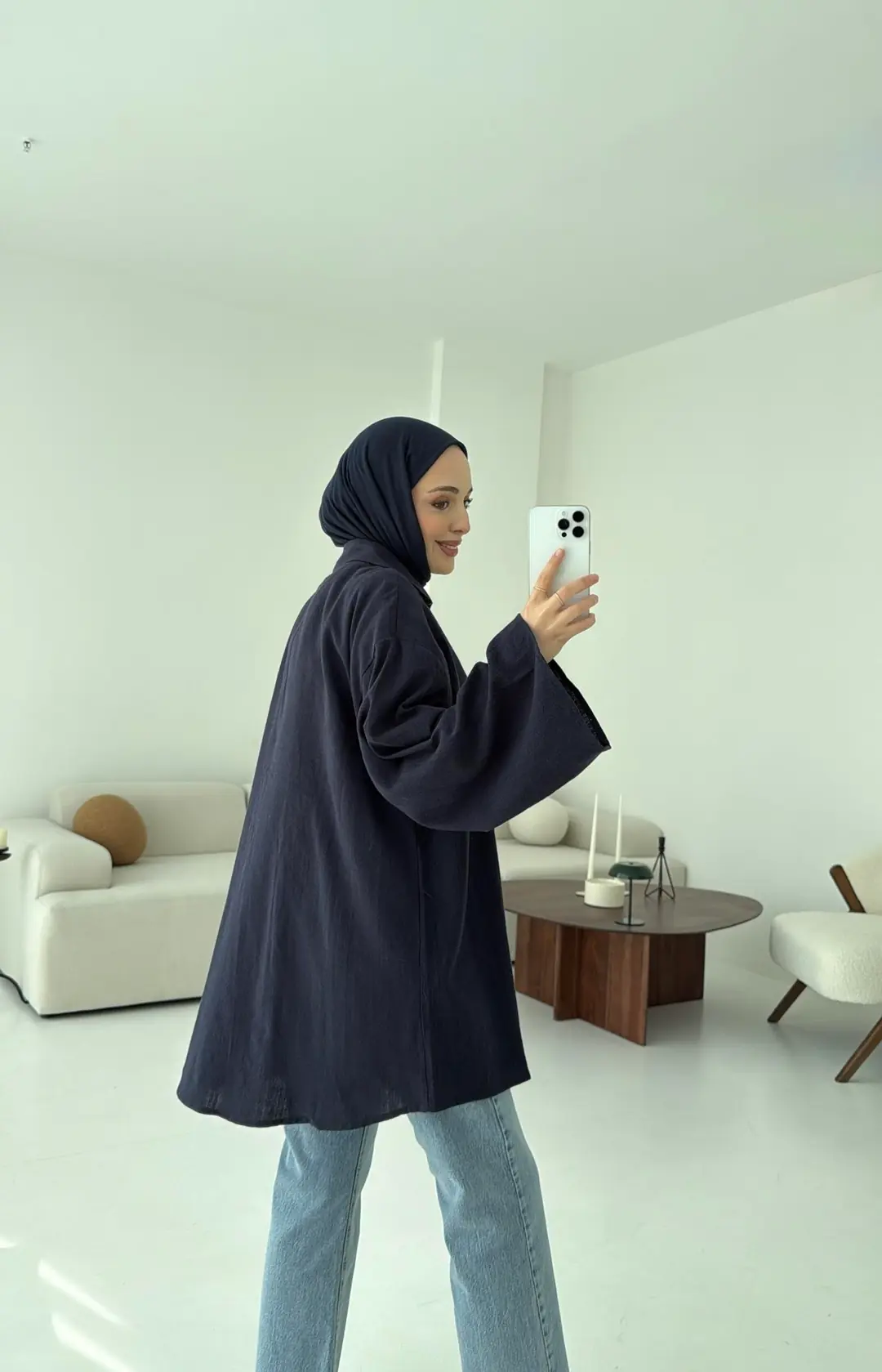 Uzun Kimono Lacivert - Görsel 3