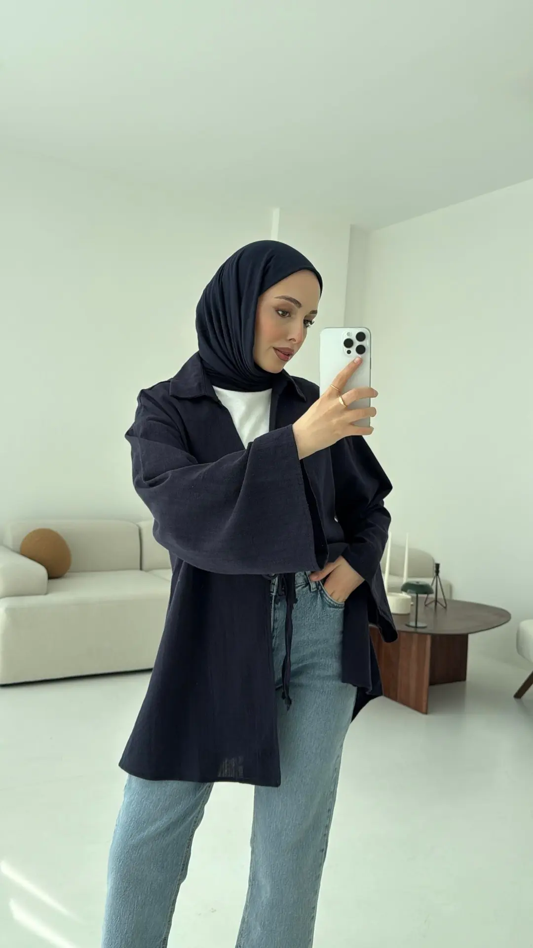 Uzun Kimono Lacivert - Görsel 5