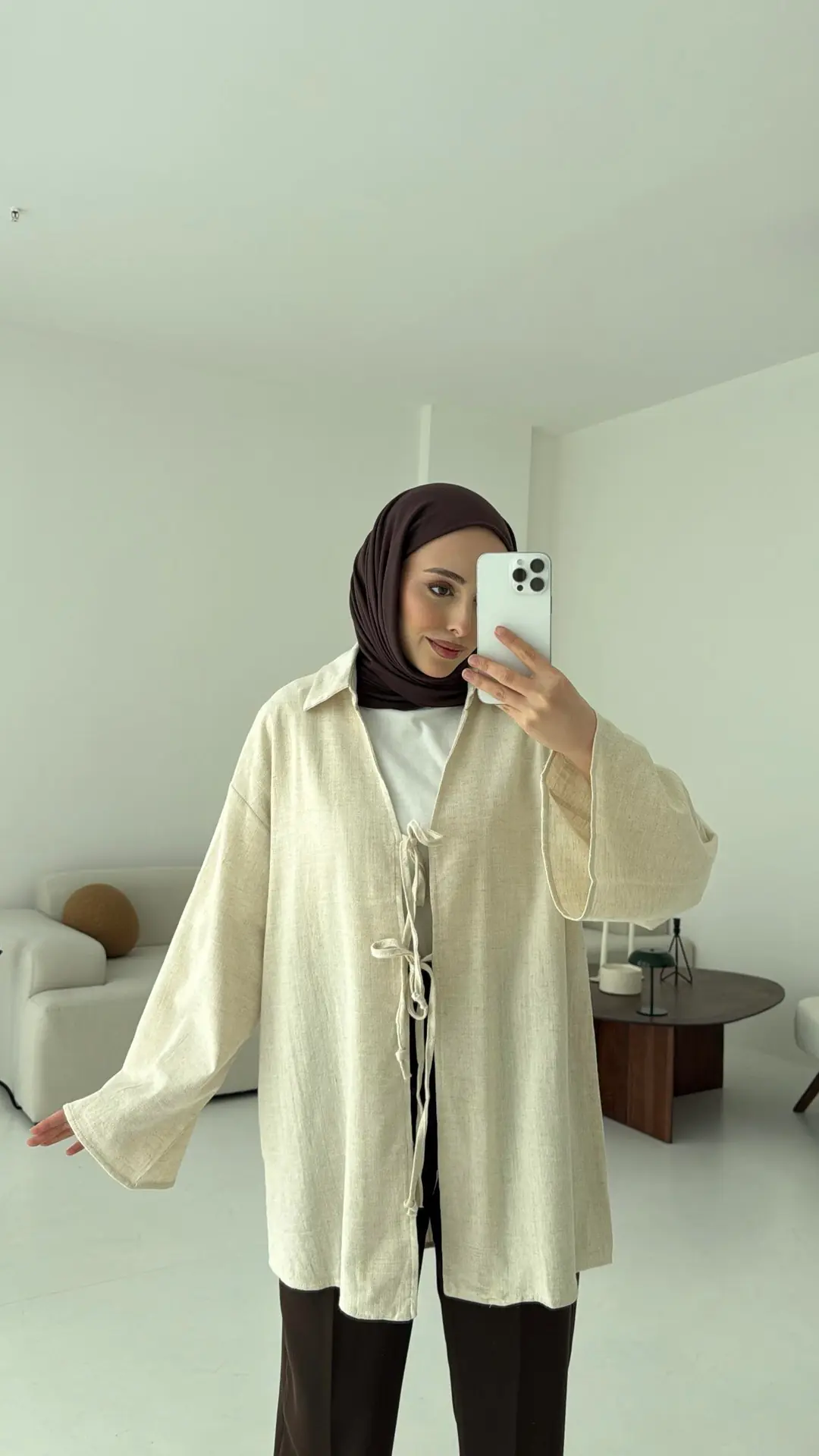 Uzun Kimono Natural - Görsel 7