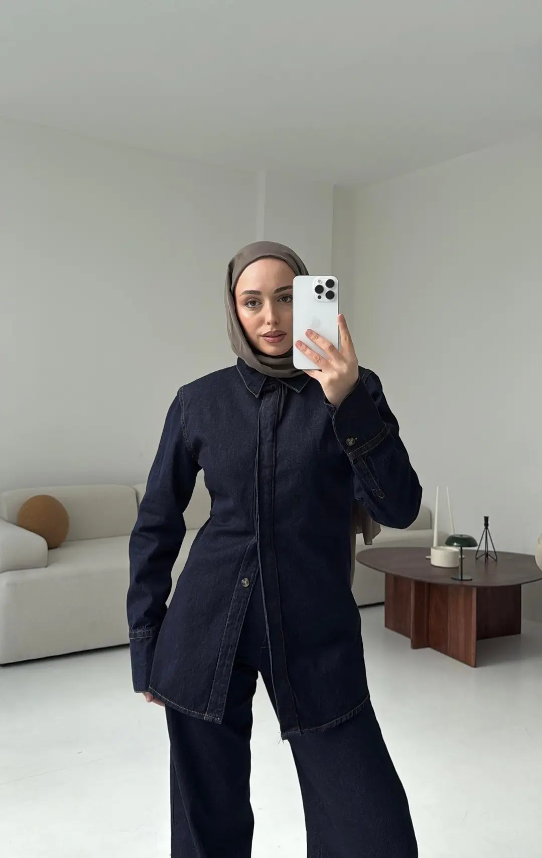 Vatkalı Belden Oturtmalı Kot Takım - Görsel 5