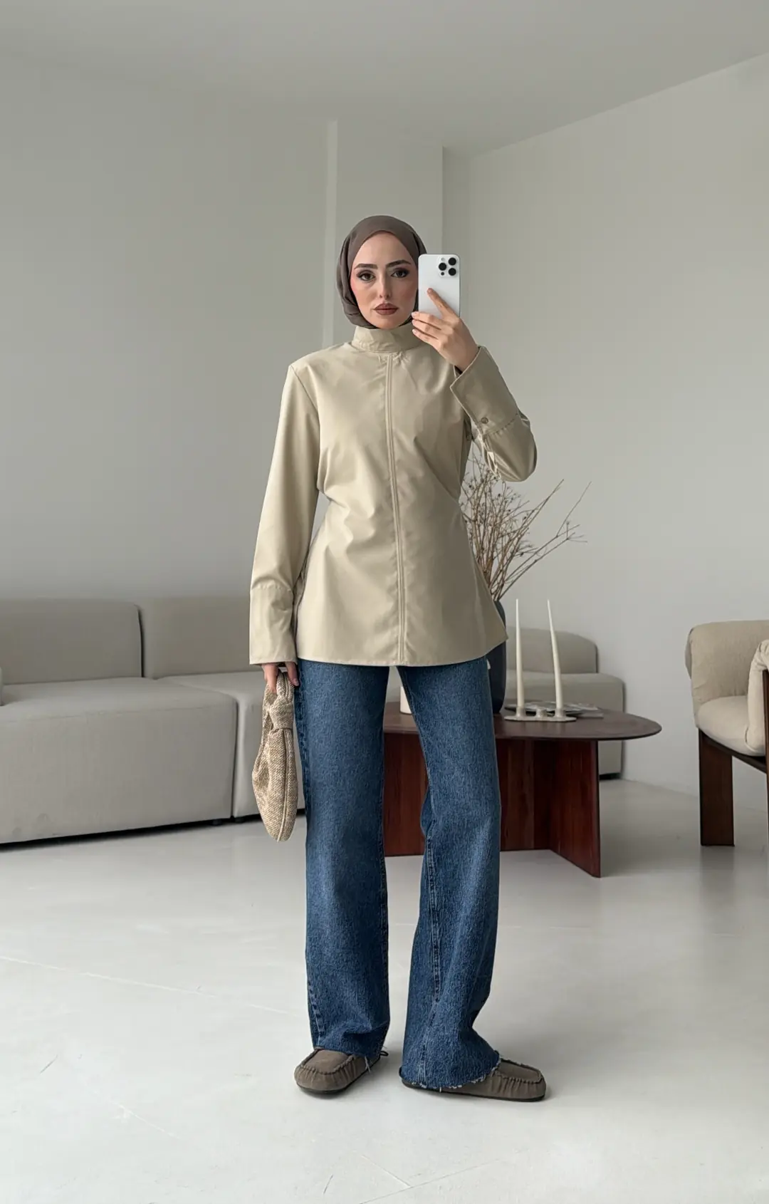 Vatkalı Bluz Bej - Görsel 6