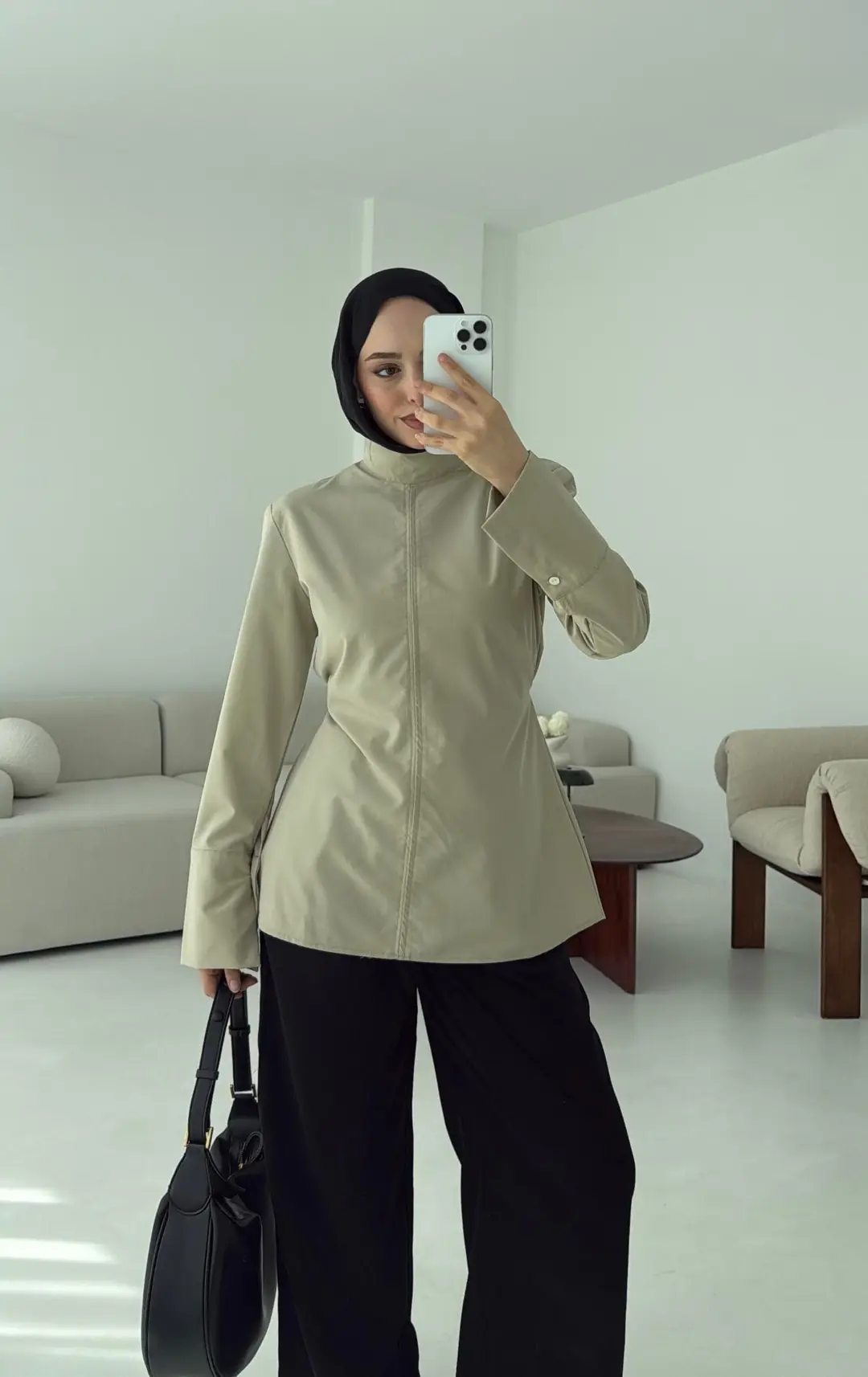 Vatkalı Bluz Bej - Görsel 4