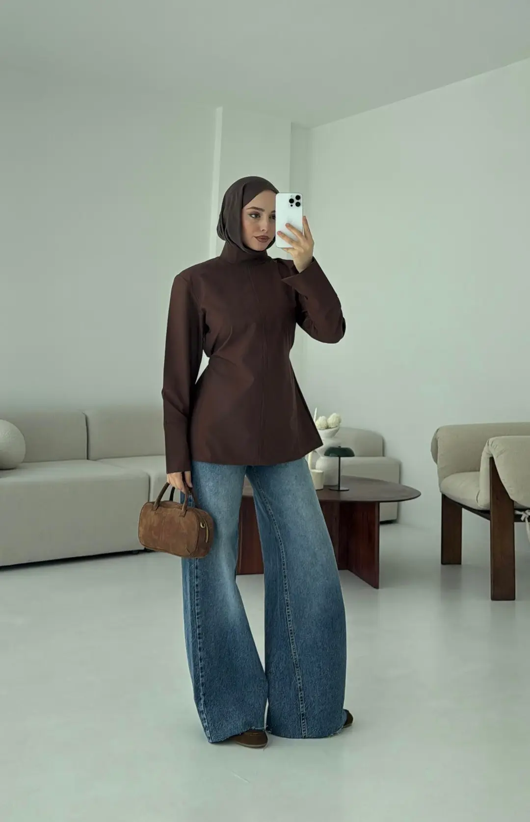 Vatkalı Bluz Kahve - Görsel 2