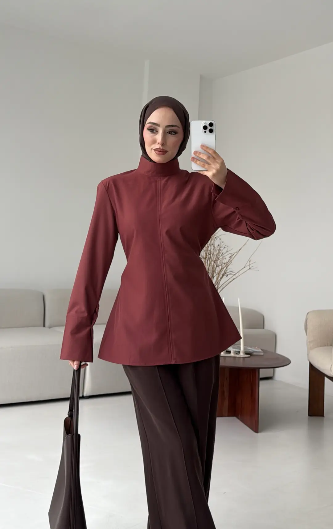 Vatkalı Bluz Kiremit - Görsel 10