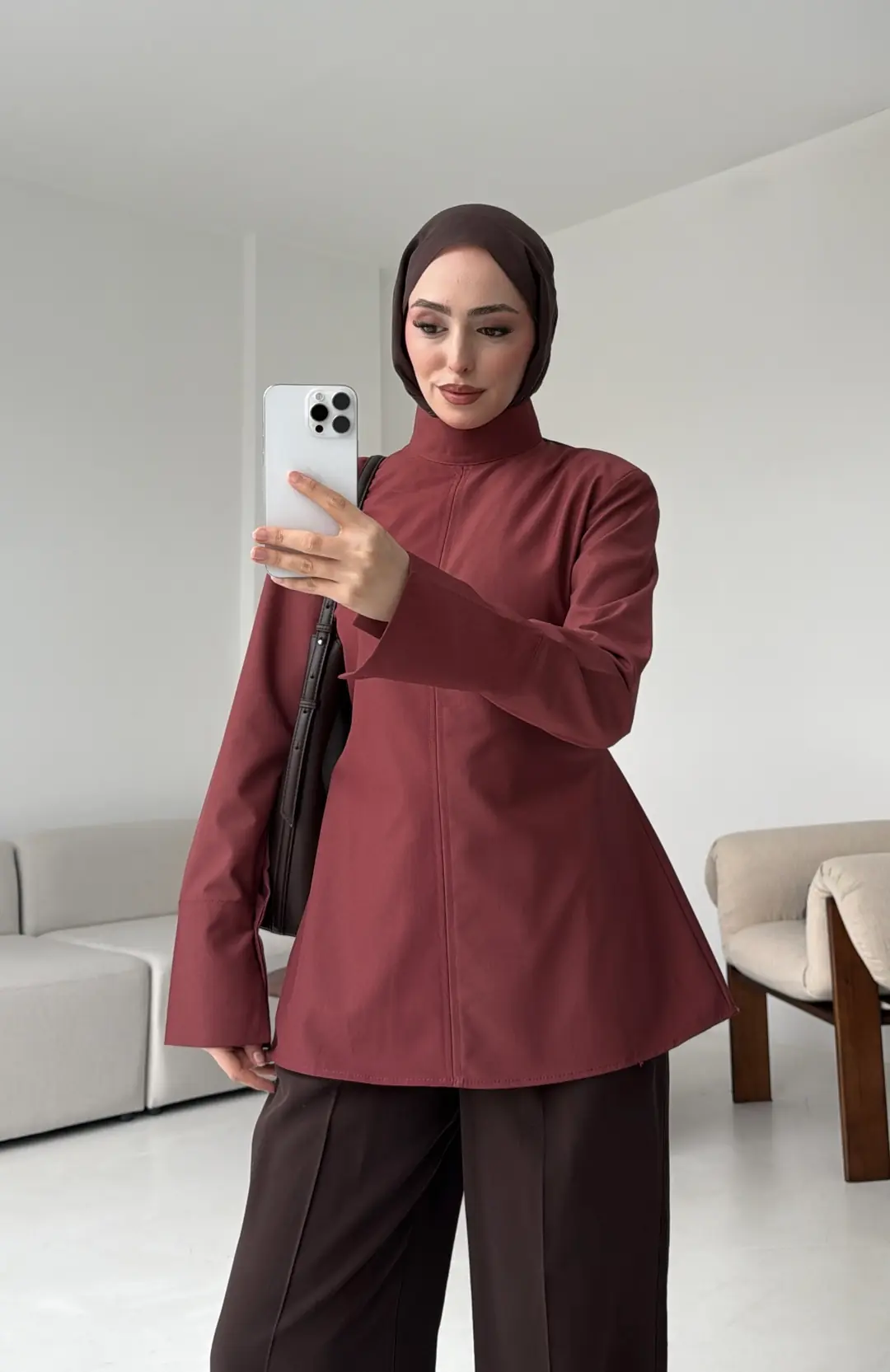 Vatkalı Bluz Kiremit - Görsel 2