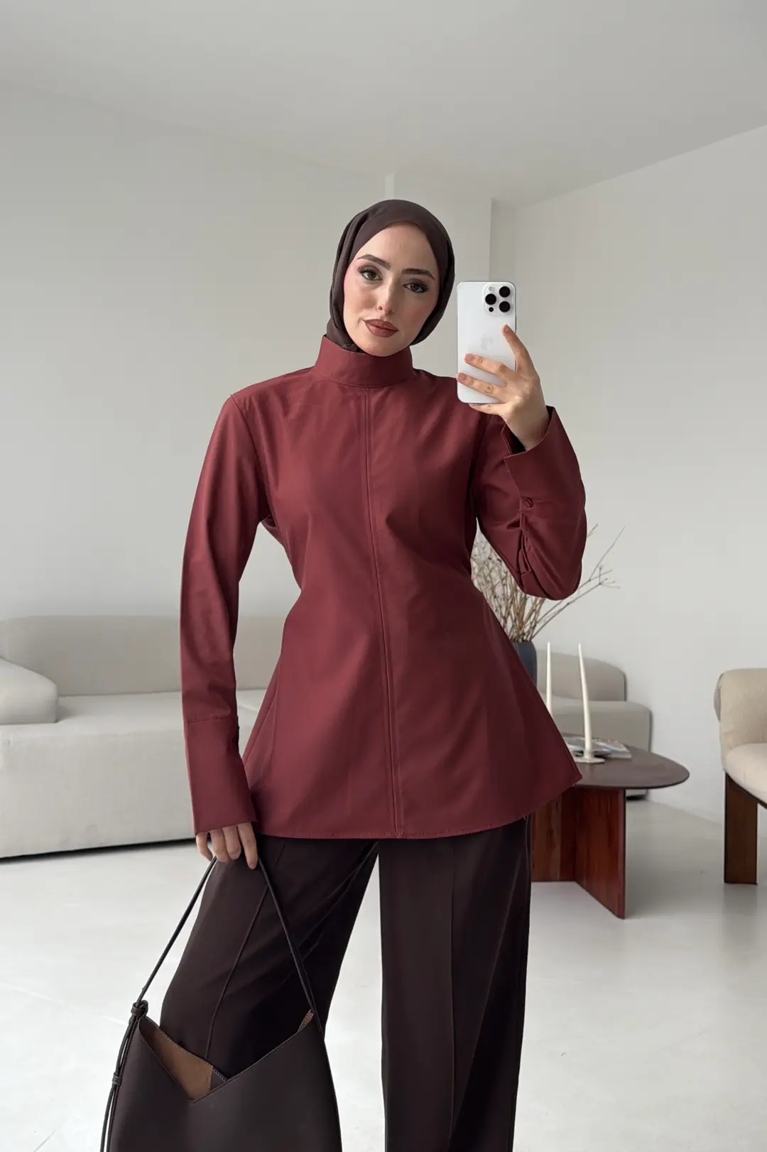 Vatkalı Bluz Kiremit - Görsel 4