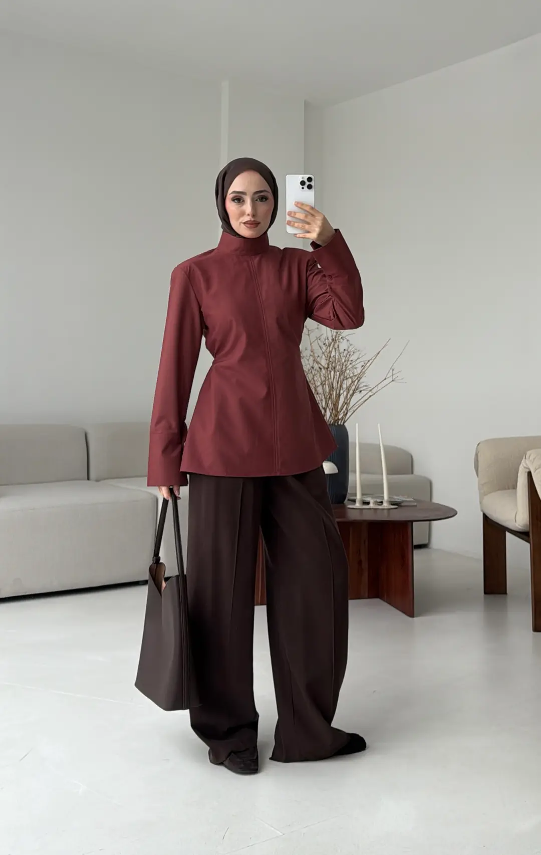 Vatkalı Bluz Kiremit - Görsel 5