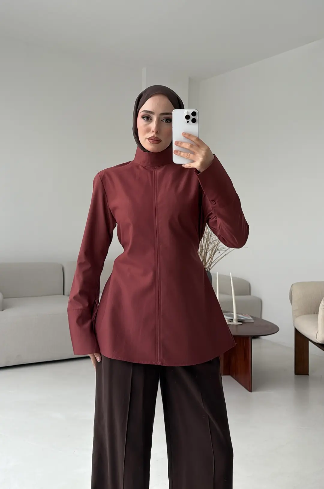 Vatkalı Bluz Kiremit - Görsel 8