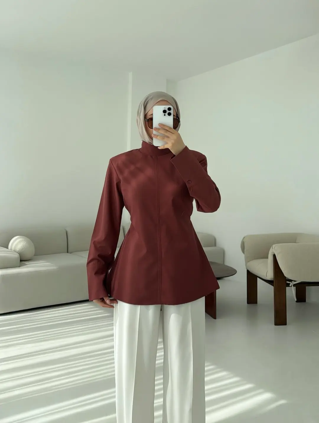 Vatkalı Bluz Kiremit - Görsel 7