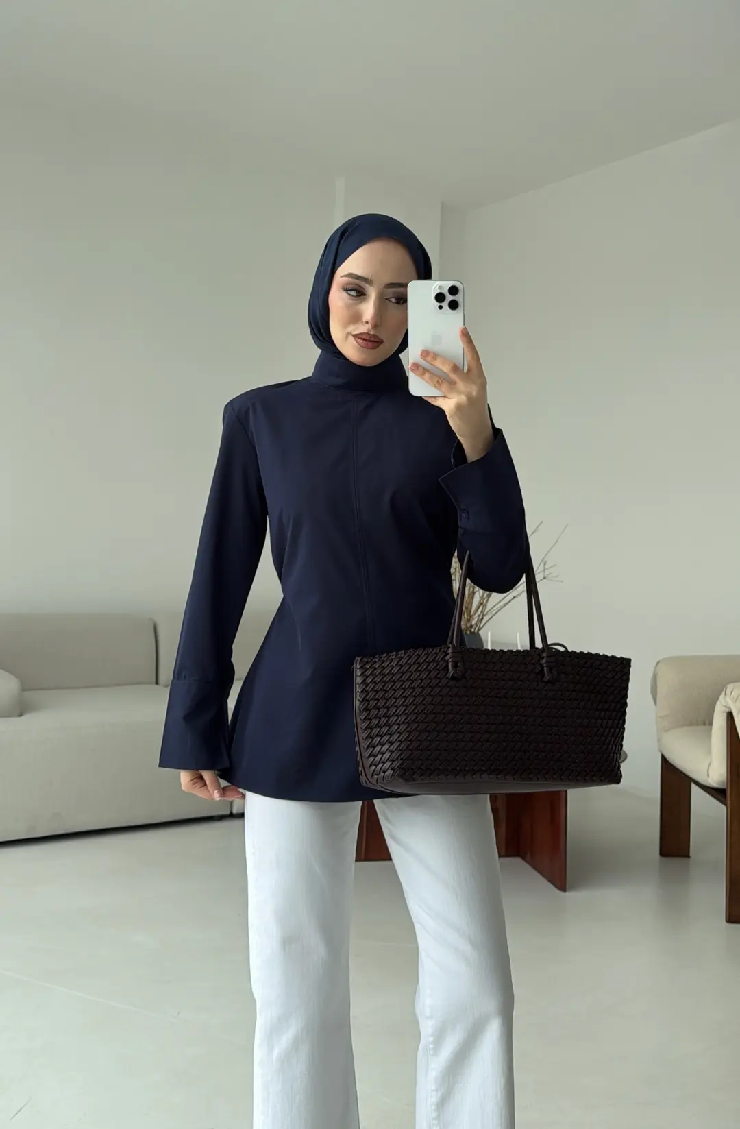 Vatkalı Bluz Lacivert - Görsel 3