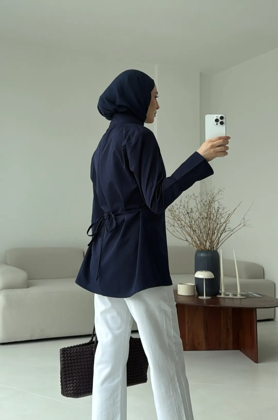 Vatkalı Bluz Lacivert - Görsel 5